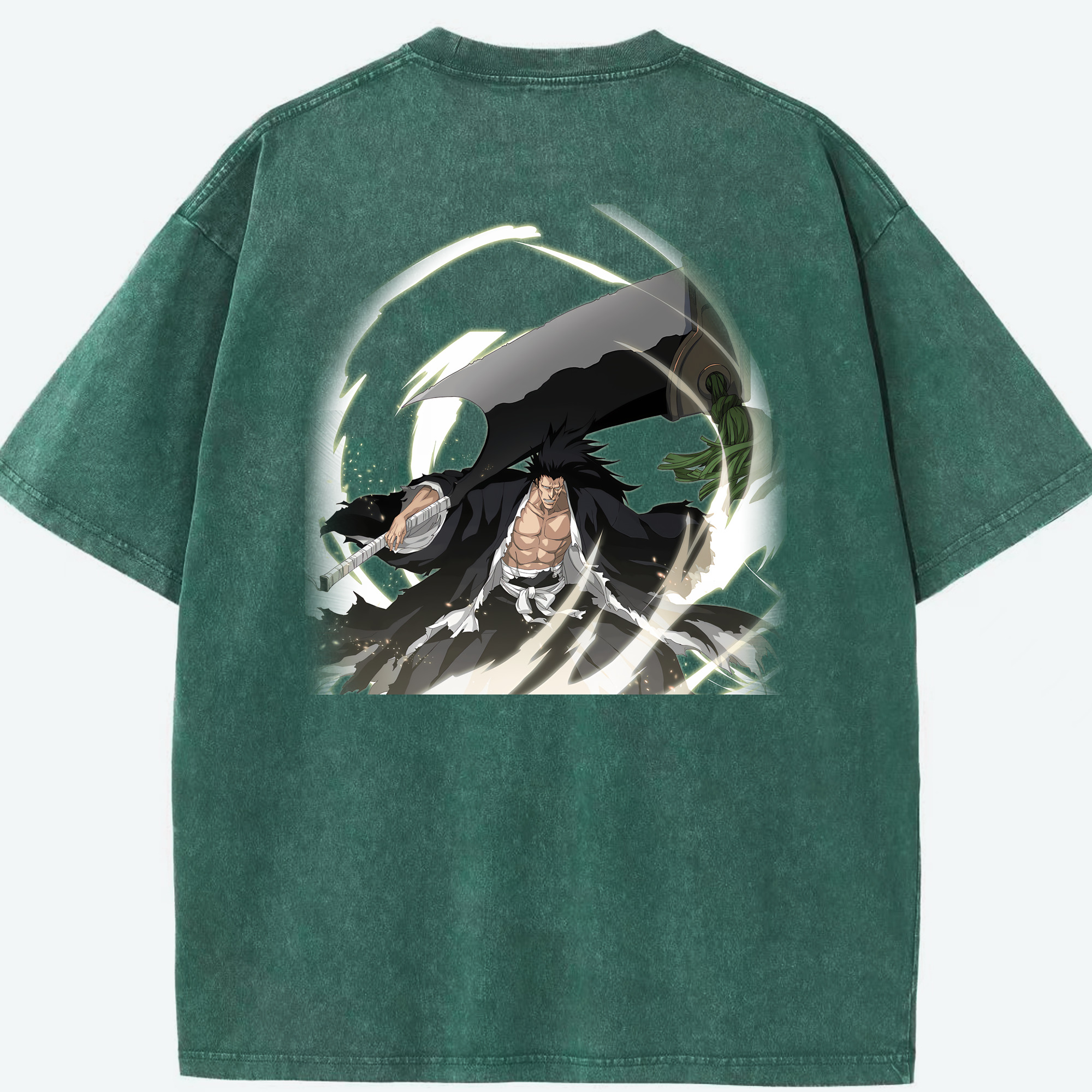 （画像用） ブリーチ ざらき けんぱち BLEACH Zaraki Kenpachi 綿100% ヴィンテージ風 半袖Tシャツ（背面プリント）